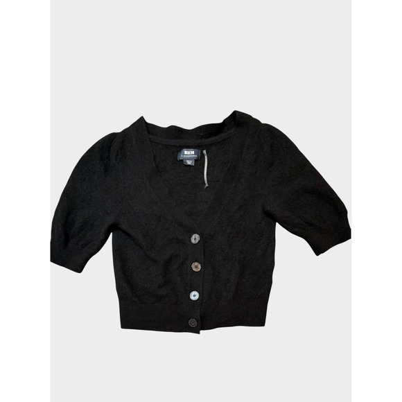 Maeve by Anthropologie Sweaters - Maeve Anthropologie Black 100% Cashmere Short Sleeve Scallop Cardigan Small